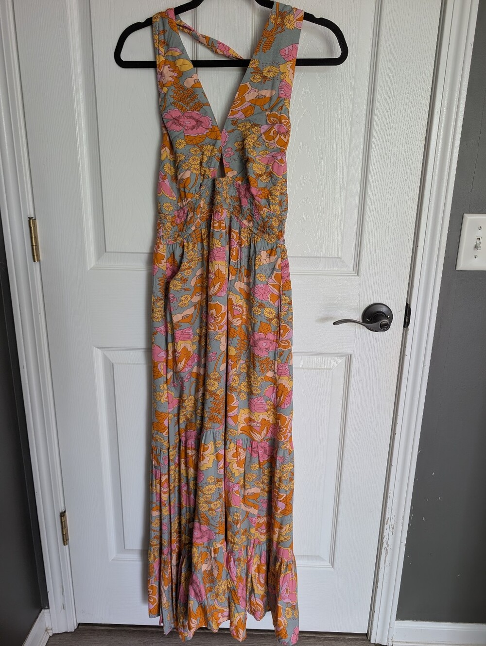 NWT - Women's Sleeveless Floral Maxi Dress in Pink & Mustard